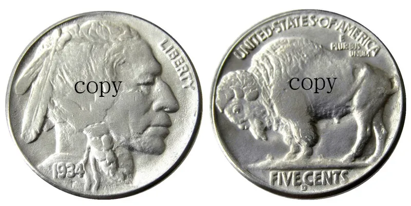 US 1934D Buffalo Nickel Five Cents Copy Decorative Coin