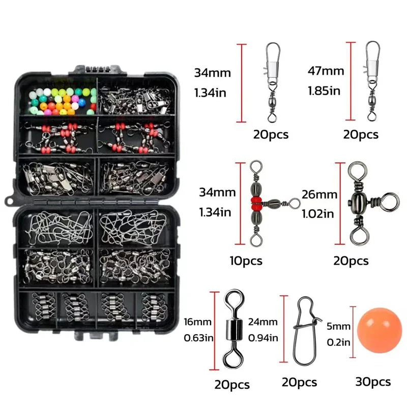 140pcs of Luya Fishing Accessories Fishing Gear Set Cross-Border Swivel Connector Sea Fishing Rock Fishing Set Box