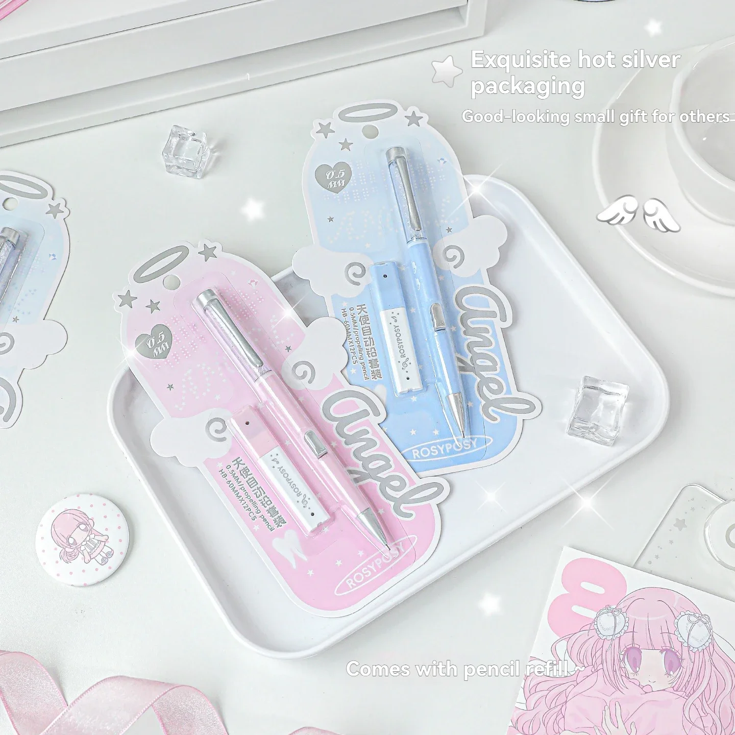 Angel Automatic Lead Set High Beauty Ins Style Primary School Students' Lead Core Set Practical Stationery Set Office Supplies