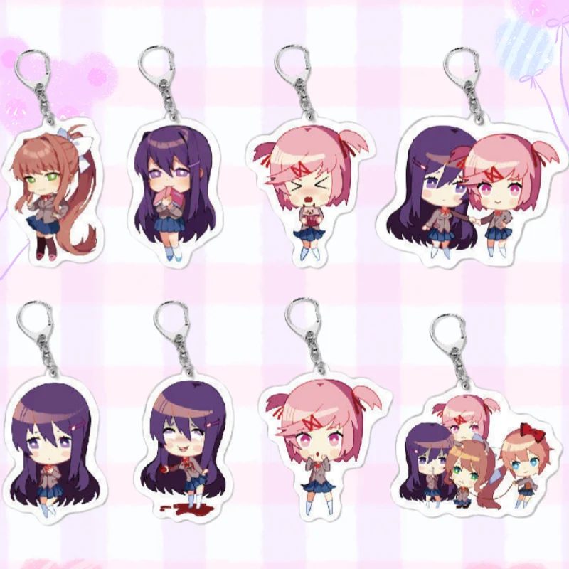 Llavero de acrílico para Doki Doki Literature Club! Monika Natsuki - Colgante Decorativo para Bolsa, Adorno Exquisito, Colección de Regalos para Fans, Juguete