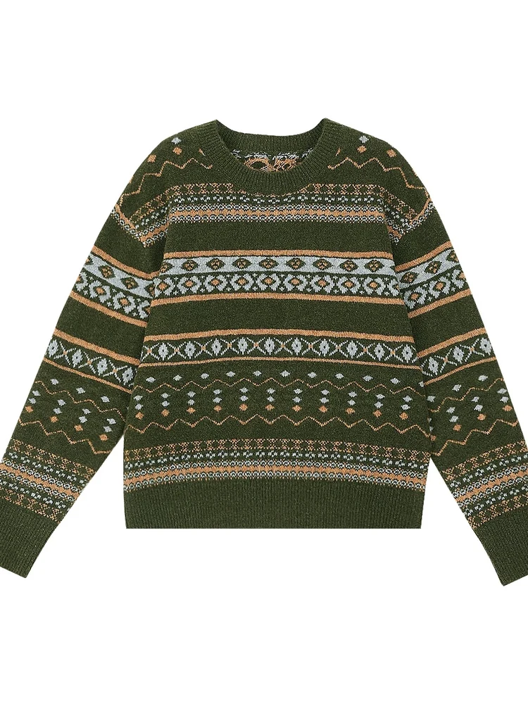 Cisas Thema Kleur Blo Gebreide Trui Dames Losse Ronde Ne Trui Zwaar Borduren Herfst Winter Bovenkleding