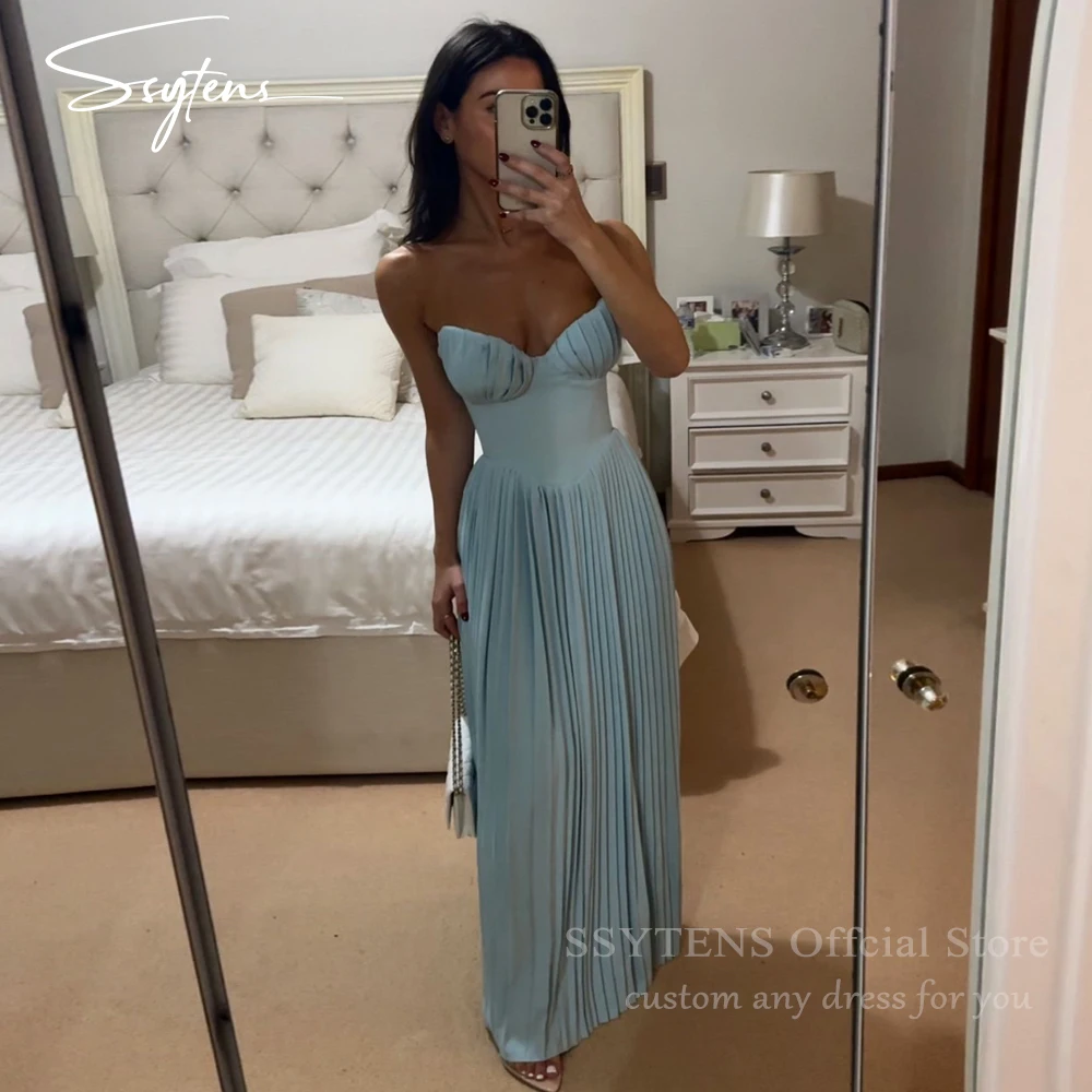 Saudi Arabia Pleated Prom Dresses Sweetheart Satin Wedding Evening Gowns For Women Floor Length Dinner Guest Beach Party Dress