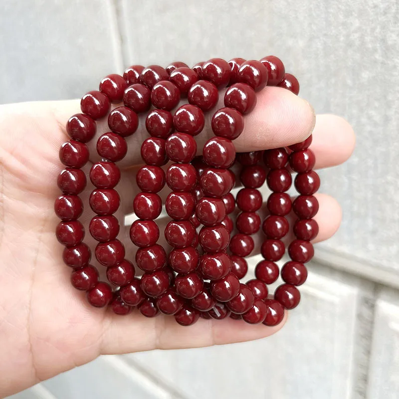 Red Cinnabar Bracelet Good Luck Five Element Color Round Bead God of Wealth Blessing Bracelet Lovers Men Women Mom Gift Jewelry - Image 2