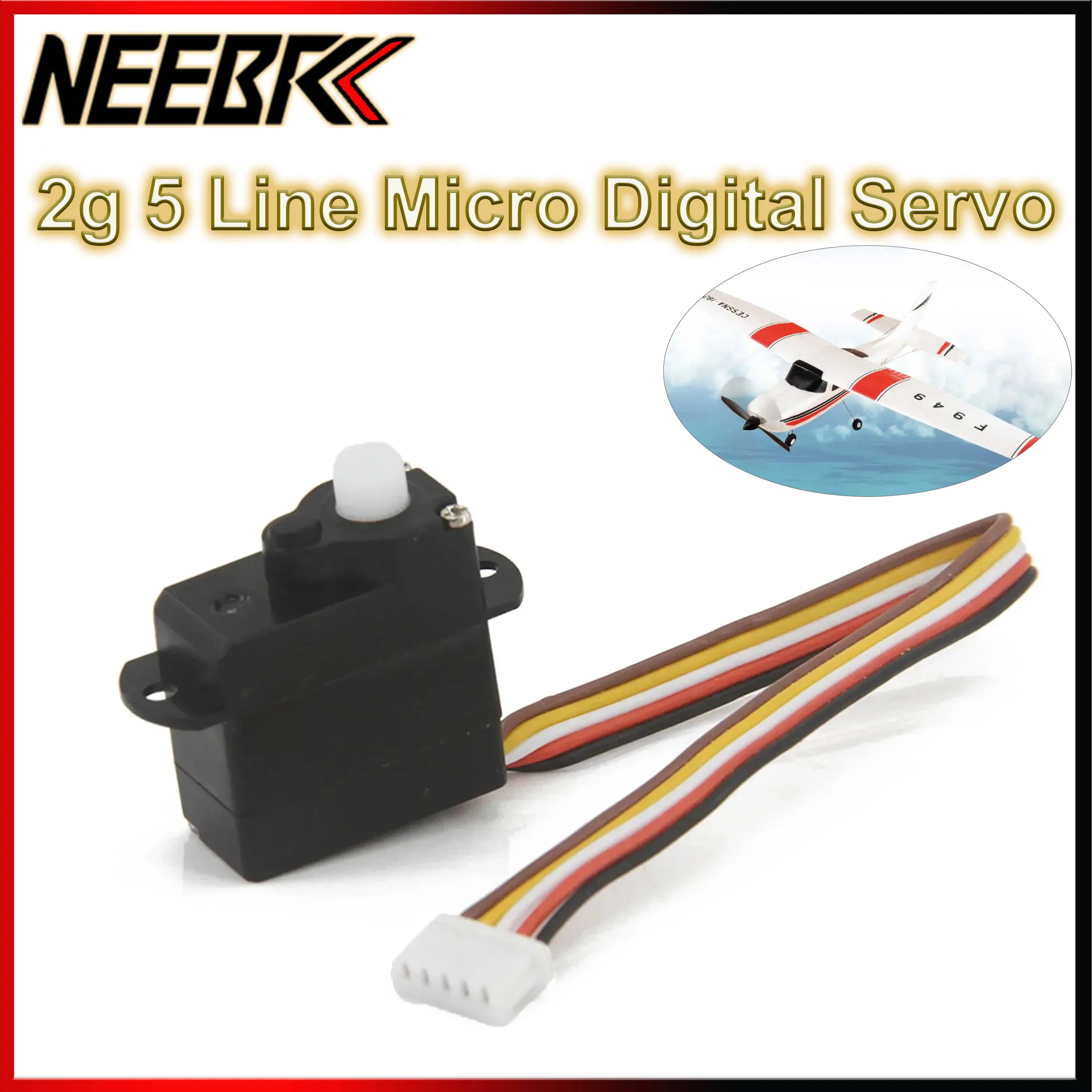 

NEEBRC 2g Micro Digital Servo 5 Cable Line Fixed-wing Wltoys Universal Servo for RC Drone Mini Plane FPV Drone Helicopter F949