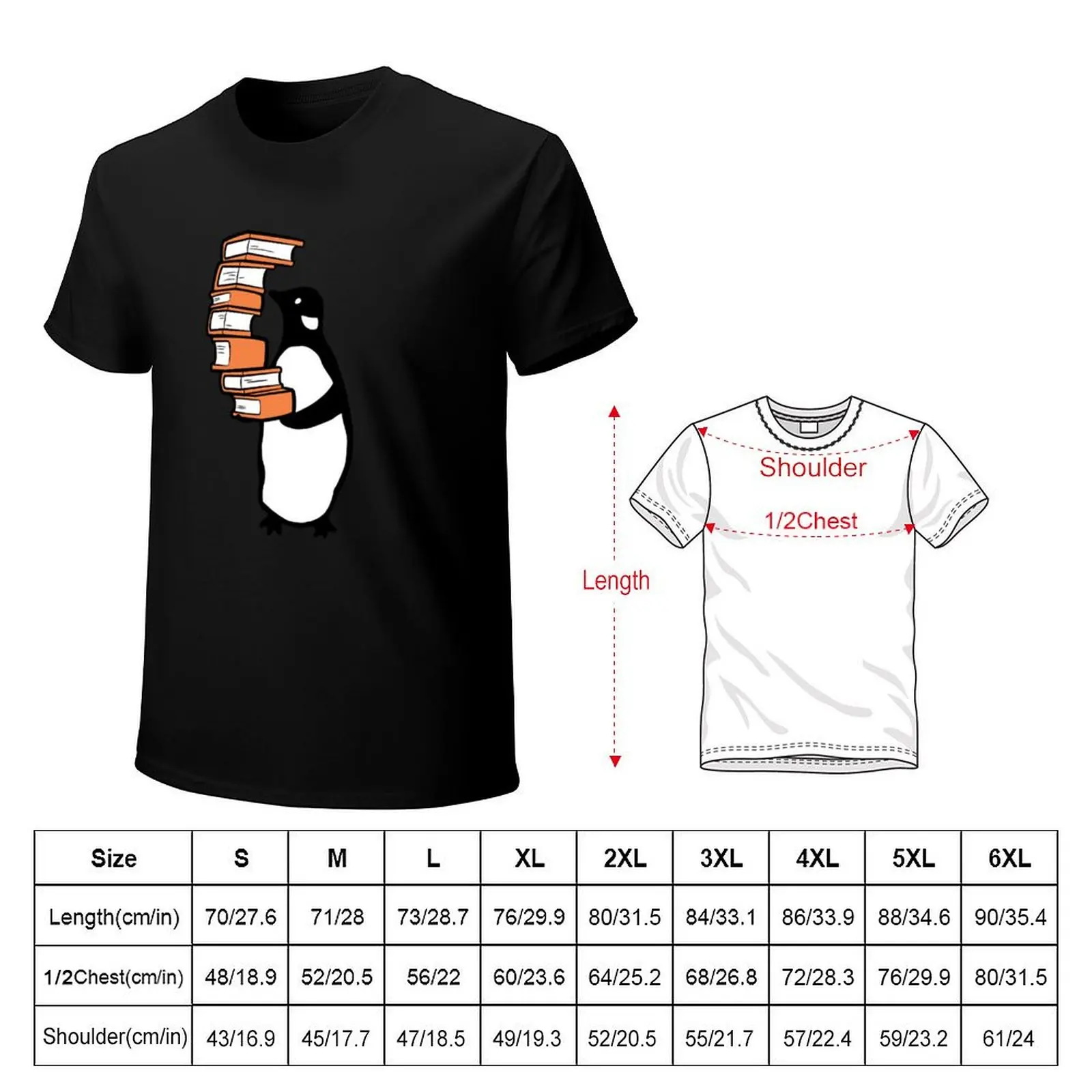 Penguin holding pile of books T-Shirt Comfortable Daily Wear Tee