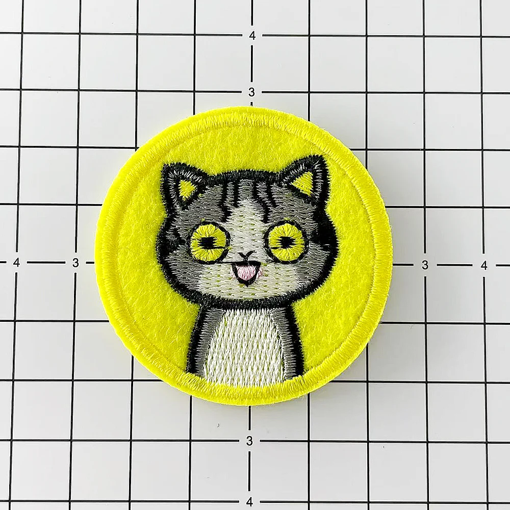 Grey Cat Iron on Patches Jeans Bag Hat Clothes Apparel Sewing Decoration Applique Patches Accessories Cover Repair Hole Patch