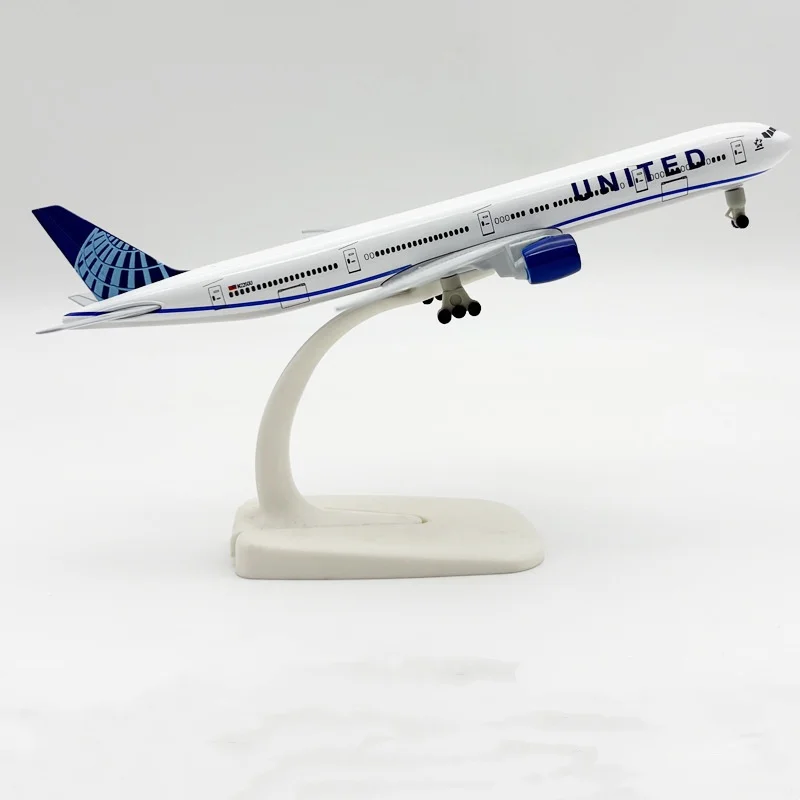 Avions jouets 20CM 777 B777 United Airlines, modèle d'avion en alliage métallique avec train d'atterrissage pour enfants, réplique collectée