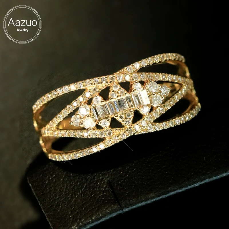

Aazuo Vintage Jewelry Real Natural Diamonds 0.50ct 18K Solid Gold Engagement Love Ring Gift For Woman Birthday Party Au750