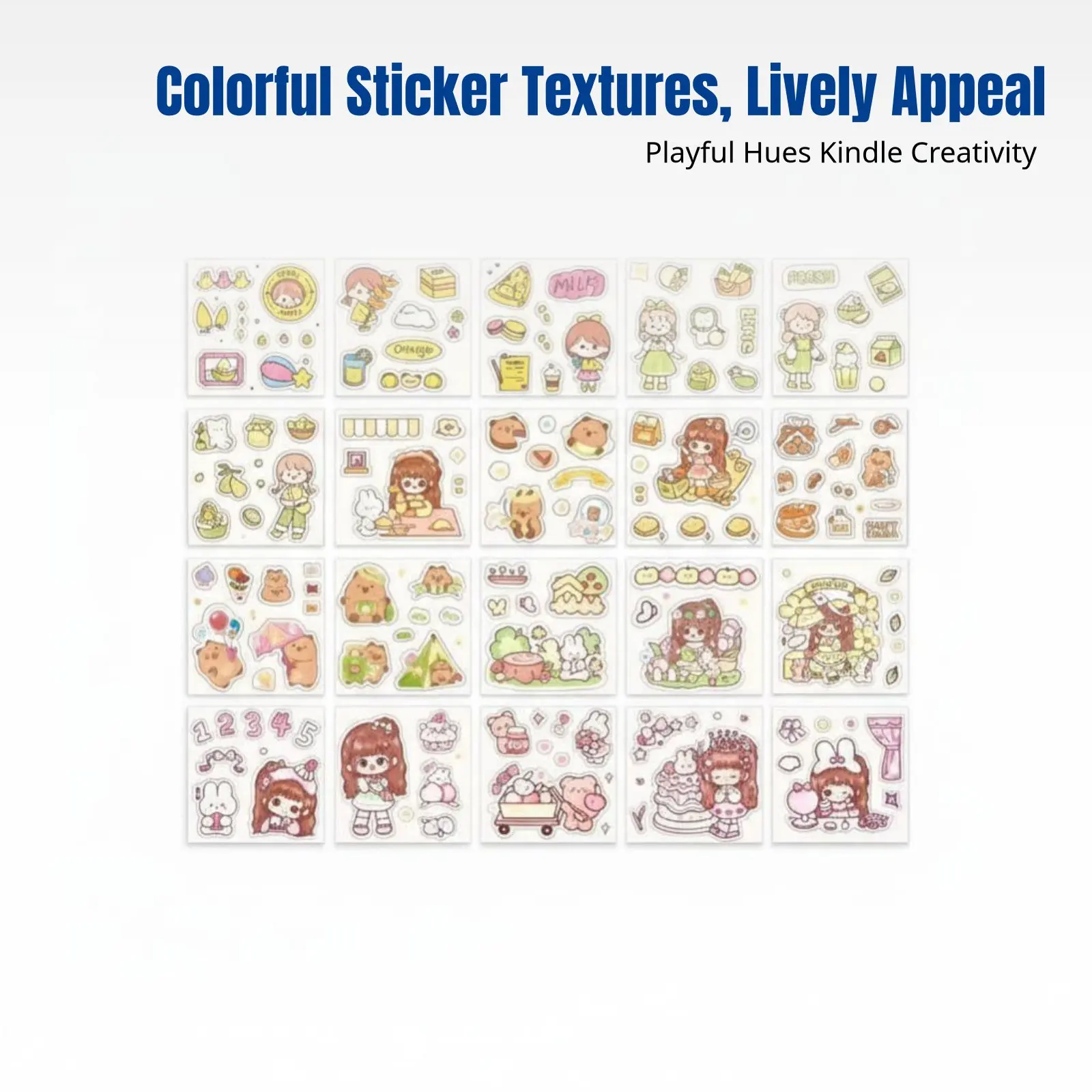 

Sticker Set, Non-Repeating Holographic Cartoon Stickers, Girls Kids Notebook Decoration, Cute Creature Food Designs