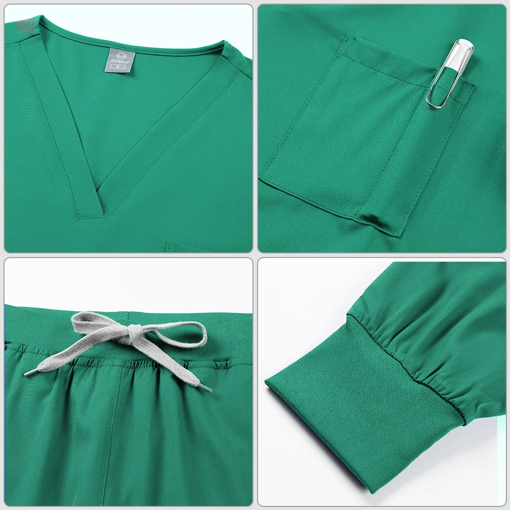 Quick-Dry Stretch Fabric Scrub Nursing Set Women Medical Uniform Doctor Nurse Outfit Pediatric Surgery Uniform Nurse Accessories