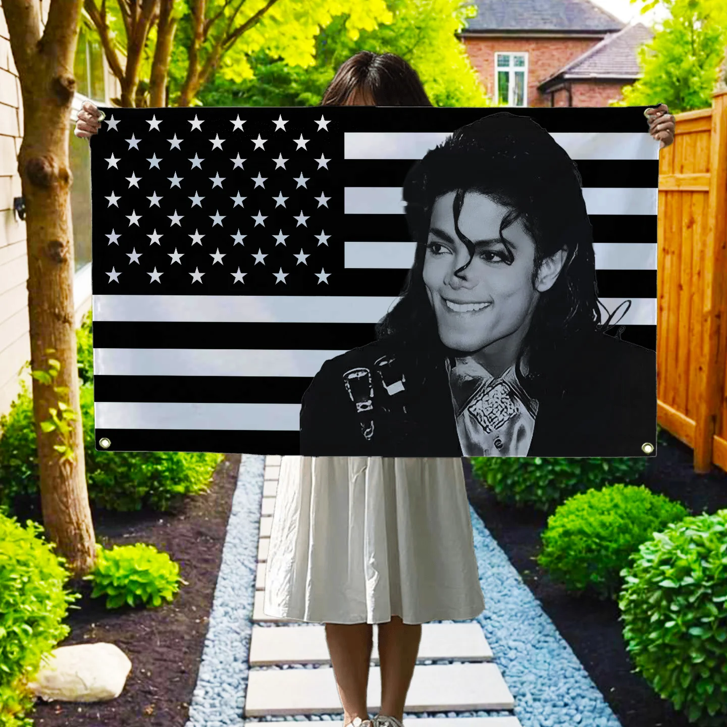 M-Michael Singer J-Jackson Flag Black American Tapestry Decorative Home Objects Decoration Garage Flags for Bedrooms Flaga Hang