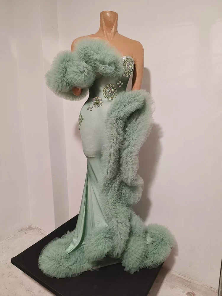 Elegant Gown Evening Prom Wedding Festival Crystal Party dress Celebrate birthday dress for women Singer stage Drag Queen outfit