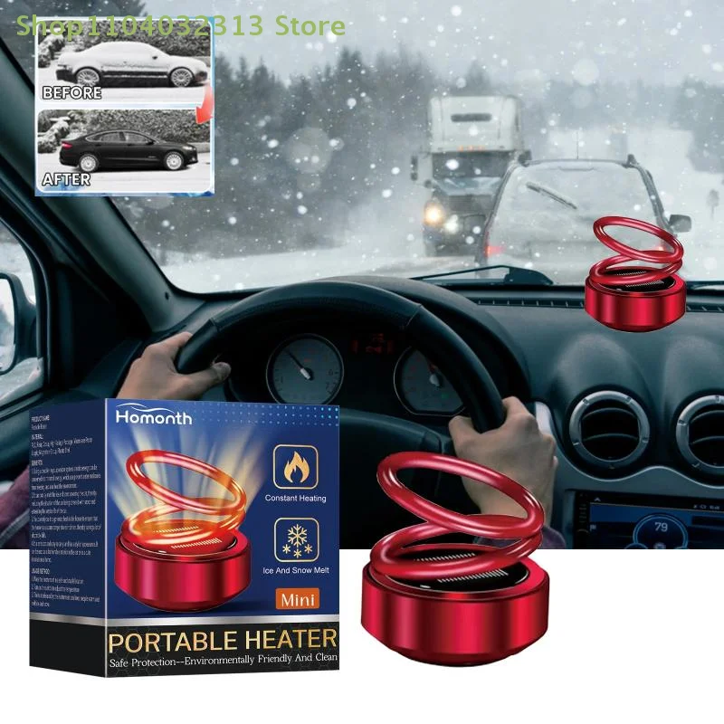 Mini Portable Hot Molecule Heater Solar Powered Windshield Defroster Dual Ring Home Car Interior Snow Ice Remover for Winter