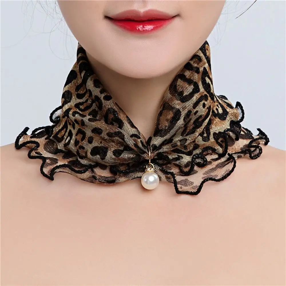 

Wave point Printing Ruffle Edge Elastic Hair Band Wraps Flower Summer Bib Korean Style Scarves Printed Scarf Female Shawl