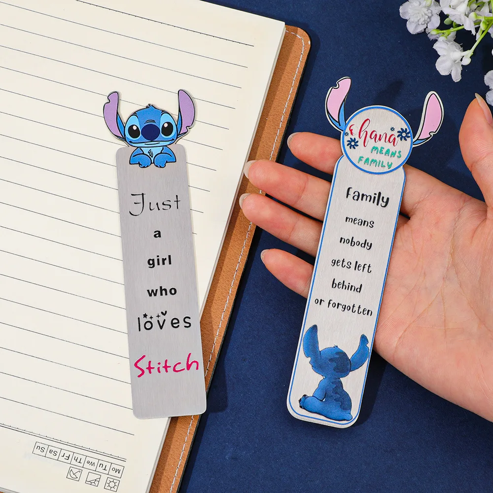 Segnalibri Disney Cartoon Lilo & Stitch Accessori per libri Segnalibri in metallo Raccogliere forniture di cancelleria Regali per bambini Kawaii Giocattoli
