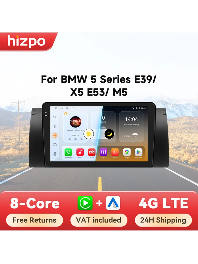 Hizpo 2 din Android Auto Radio Für BMW 5 E39 1995 - 2003 E53 X5 M5 Carplay 4G Auto multimedia GPS 2din Smart Auto Systeme AI Stimme