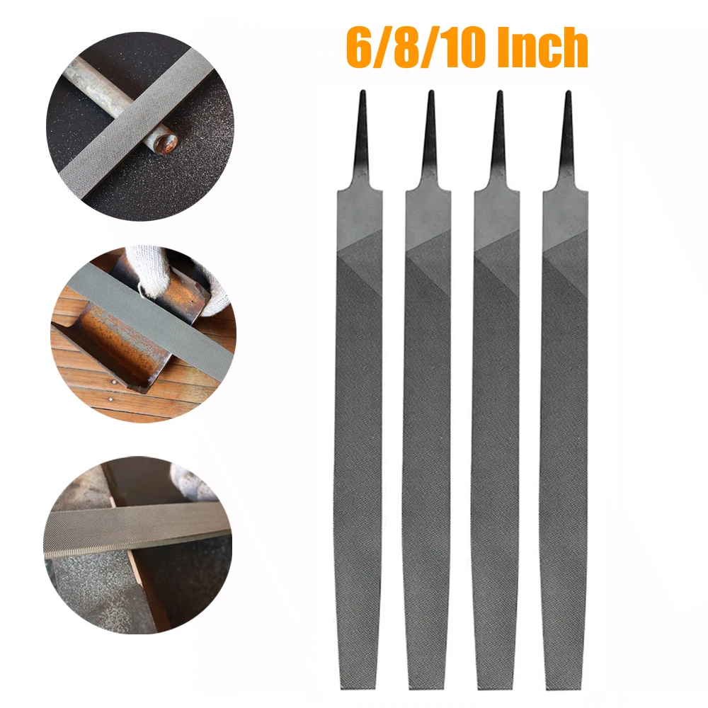 

6/8/10 Inch High Carbon Steel Flat Head File Medium Tooth Deburring Wood Trimming Carpenter Metal Grinding Polishing Hand Tools