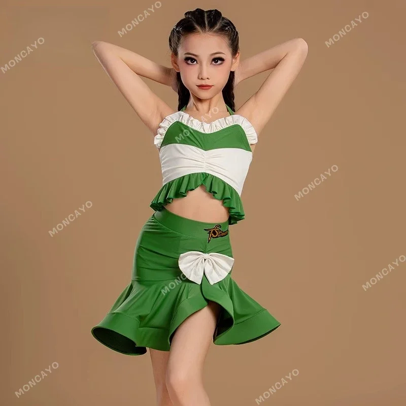 

Kids Latin Dance Dress Girls Cha Cha Samba Rumba Salsa Tango Dance Clothes Child Standard Competition Ballroom Dance Dresses