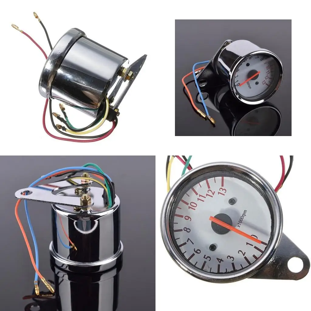 

652F Motorcycle Speedometer/Tachometer Universal Pointers Meter 0-13000RPM Meter Gauge