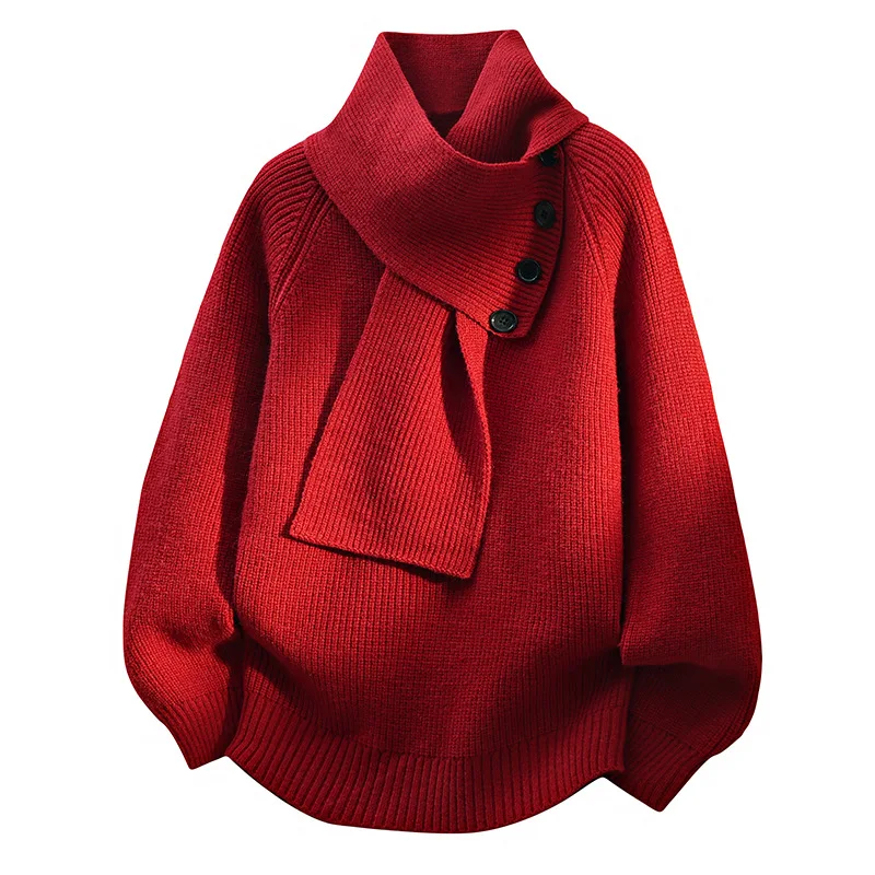 New Fashion Design Men Scarf Collar Pullover Sweaters Men Spring Autumn Outwear Loose Csual Knitted Sweaters Size 4XL