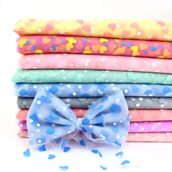 5meters Love Mesh Heart Dot Fabric DIY Baby Shower Tutu Skirt Bow Poms Organza Gauze Hairbands Clips Wedding Birthday Decor