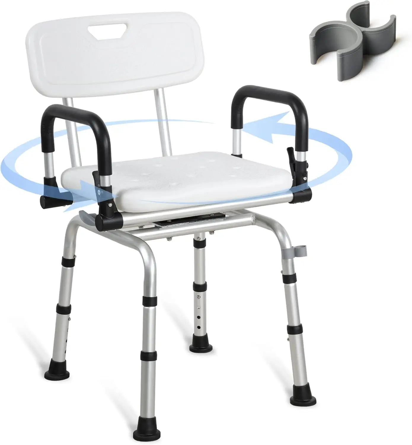 Reaqer Swivel Shower Chair 360° Pivoting Bathtub Seat With Arms And Back Narrow Bath Bench For Seniors,Elderly,Disabled And