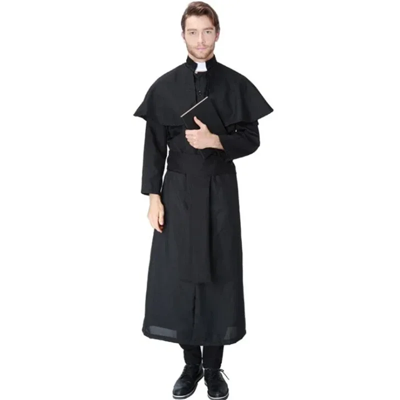 Costumes de cosplay missionnaire pour adultes, robes longues de prêtre et de nonne pour Halloween et carnaval, vêtements religieux catholiques pieux pour la liturgie.