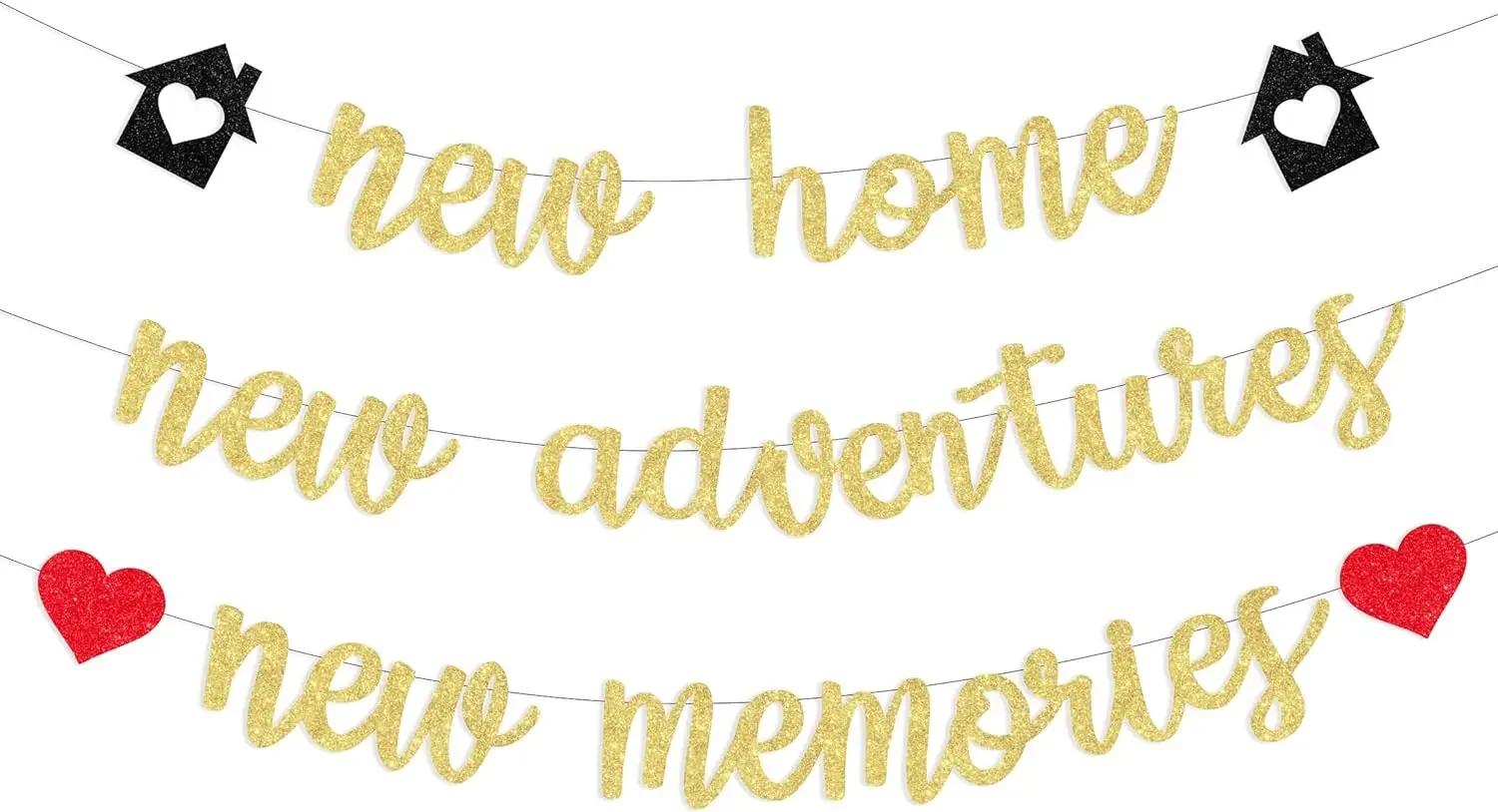 New Home New Adventures New Memories Banner Housewarming Party Decorfor Women or Men Supplies Indoor Outdoor