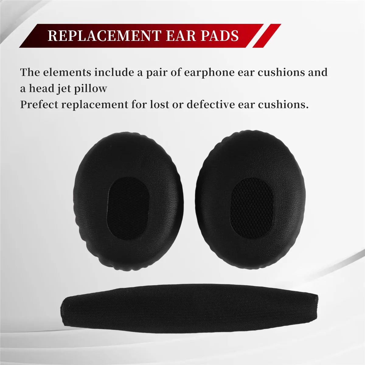 RISEN Un par de almohadillas negras con almohadilla para la cabeza para auriculares Bose QC3 Quiet Comfort 3