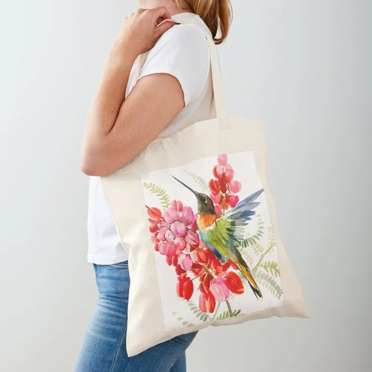 

Collared Inca Hummingbrid and Pink Red Flowers Tote Bag hand bag ladies tote bag tote bags men female