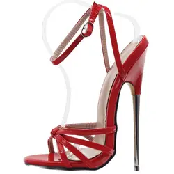 2023 Summer 18CM Super High Heel Sandals Strappy Metal Heels Women Sexy Fetish BDSM Party Club Shoes Unisex Size 36-46