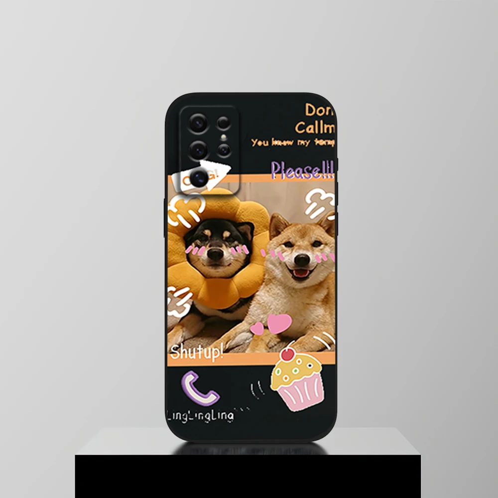 Puppy Brothers Funny Cute Dog Couple Phone Case For Samsung S22 S23 A73 A72 A71 A54 A53 E ULTRA Black Soft Shell