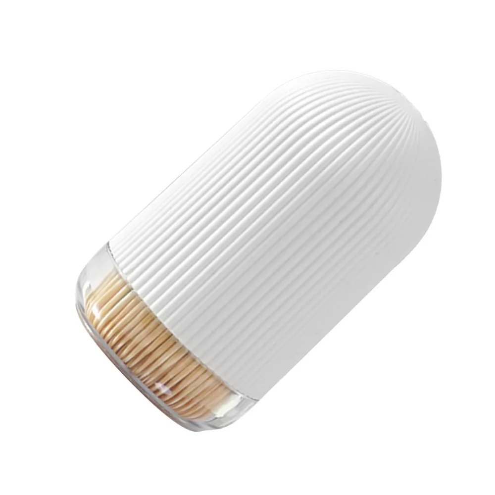 Convenient PP+PS Toothpick Holder 1.77×1.77×3.35in White Toothpick Dispenser 1.97×1.97×3.54in Toothpick Storage Box Office