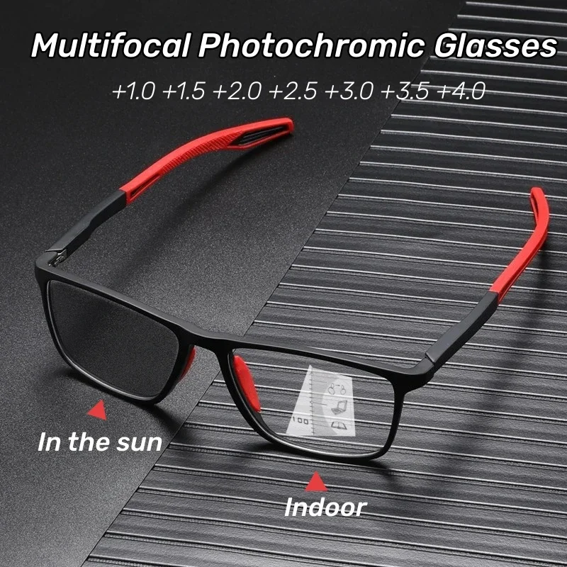 Outdoor Sport Photochrome Multifokale Lesebrille Unisex Ultraleicht Dioptrien Brillen Anti-blau Licht Presbyopie Brillen – Detail 1