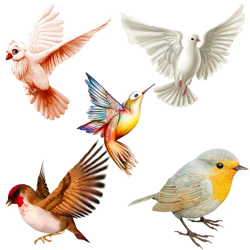Three Ratels QN11 Leisure Pastoral Colorful Birds Dove of peace Room Decoration Wall Paste Waterproof Tile Paste Toilet Paste