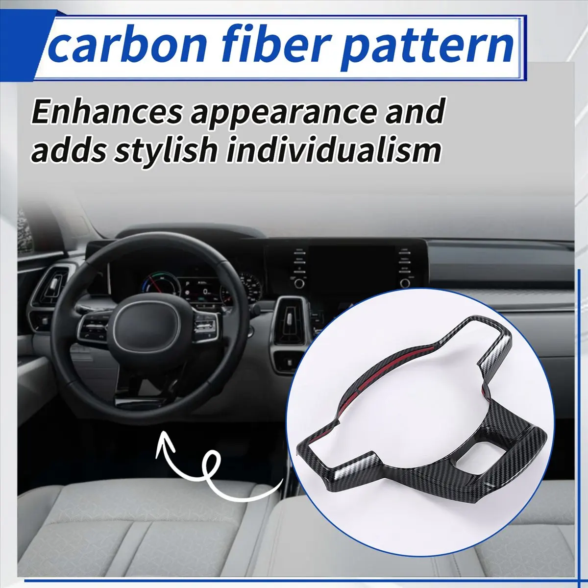 Super Sale Car Carbon Fiber Steering Wheel Panel Cover Trim Decoration Frame Sticker for Kia Sorento MQ4 2021 2022
