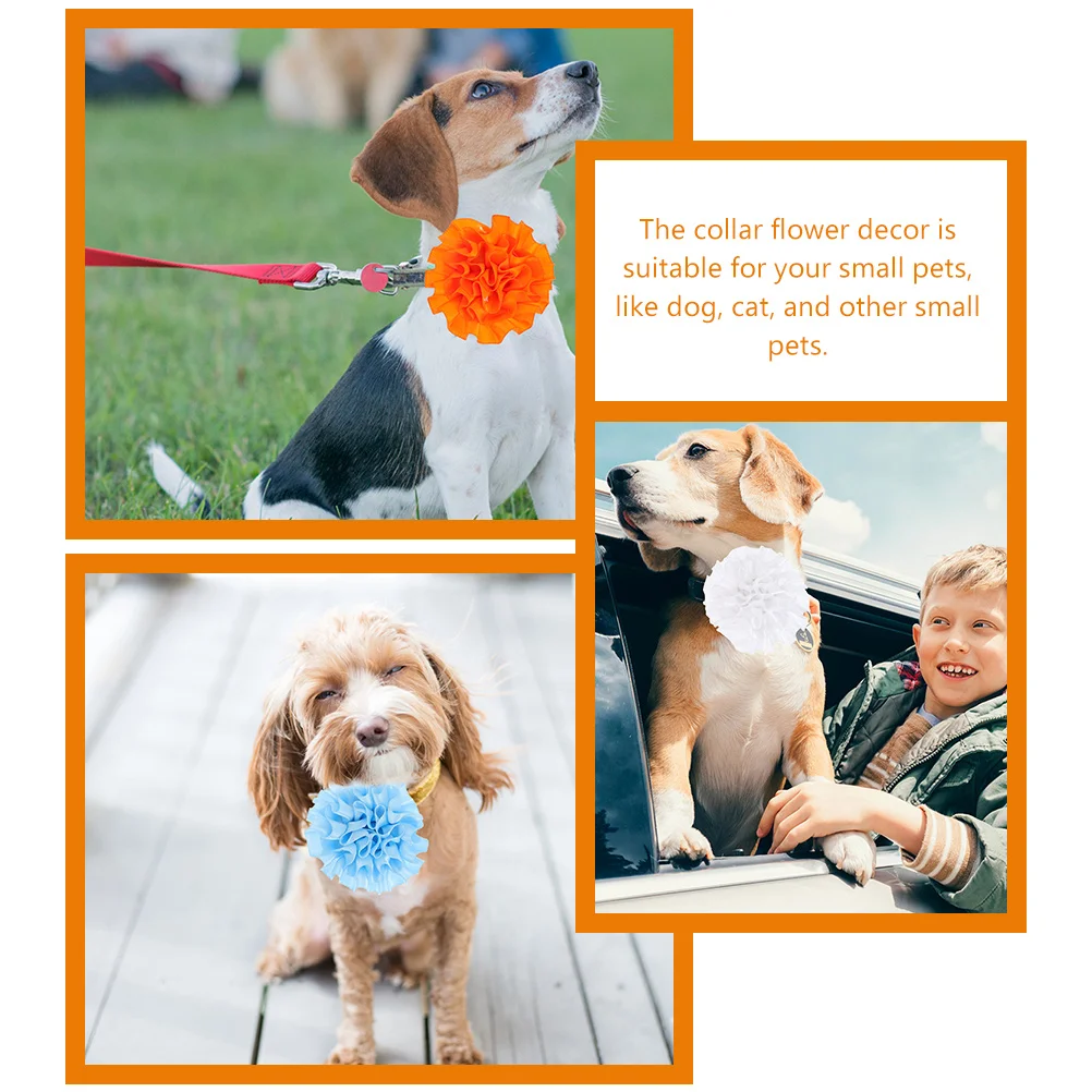 

20pcs Pet Hair Accessories Colorful Flower Bow Collars for Dogs Cats Small Pets Birthday Party Photo Props Cute Decorative