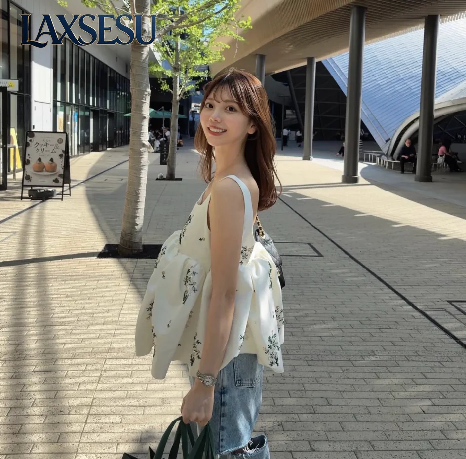 Luxury Exquisite Diamond Bud Short Vest Summer Tank Top Japanese Style Beaded Sequin Embroidered Suspender Tops for Women