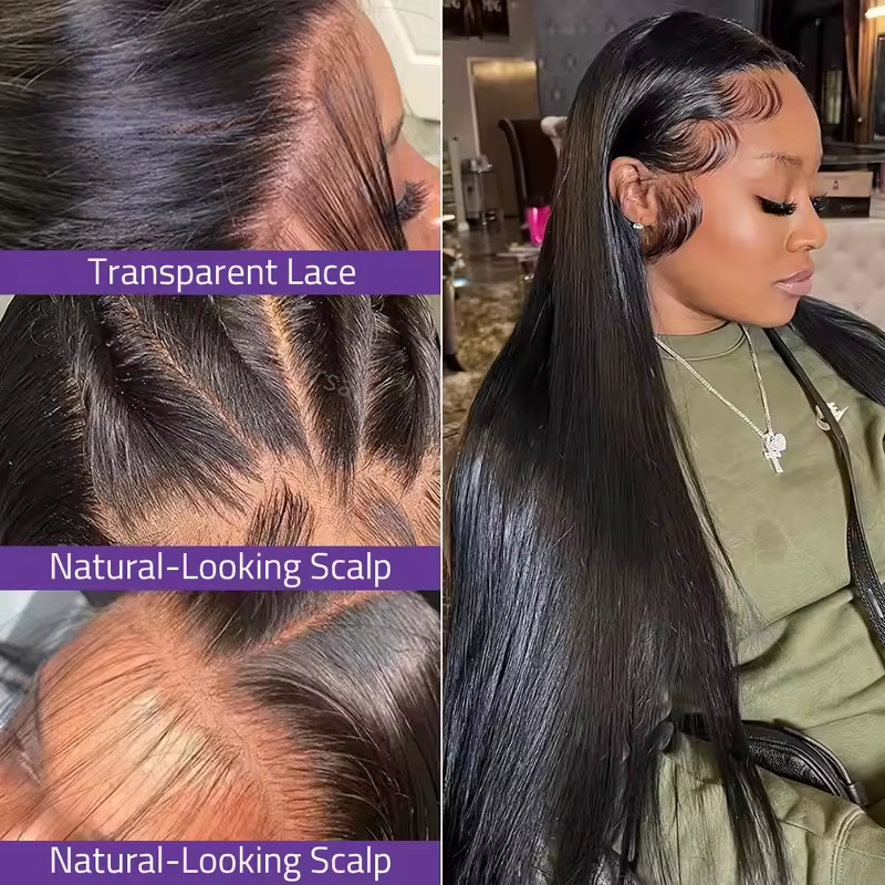 30 40 Inch Bone Straight 13x6 HD Lace Frontal Wigs Pre Plucked Brazilian Transparent Lace Front Human Hair For Women 200 Density - Image 2