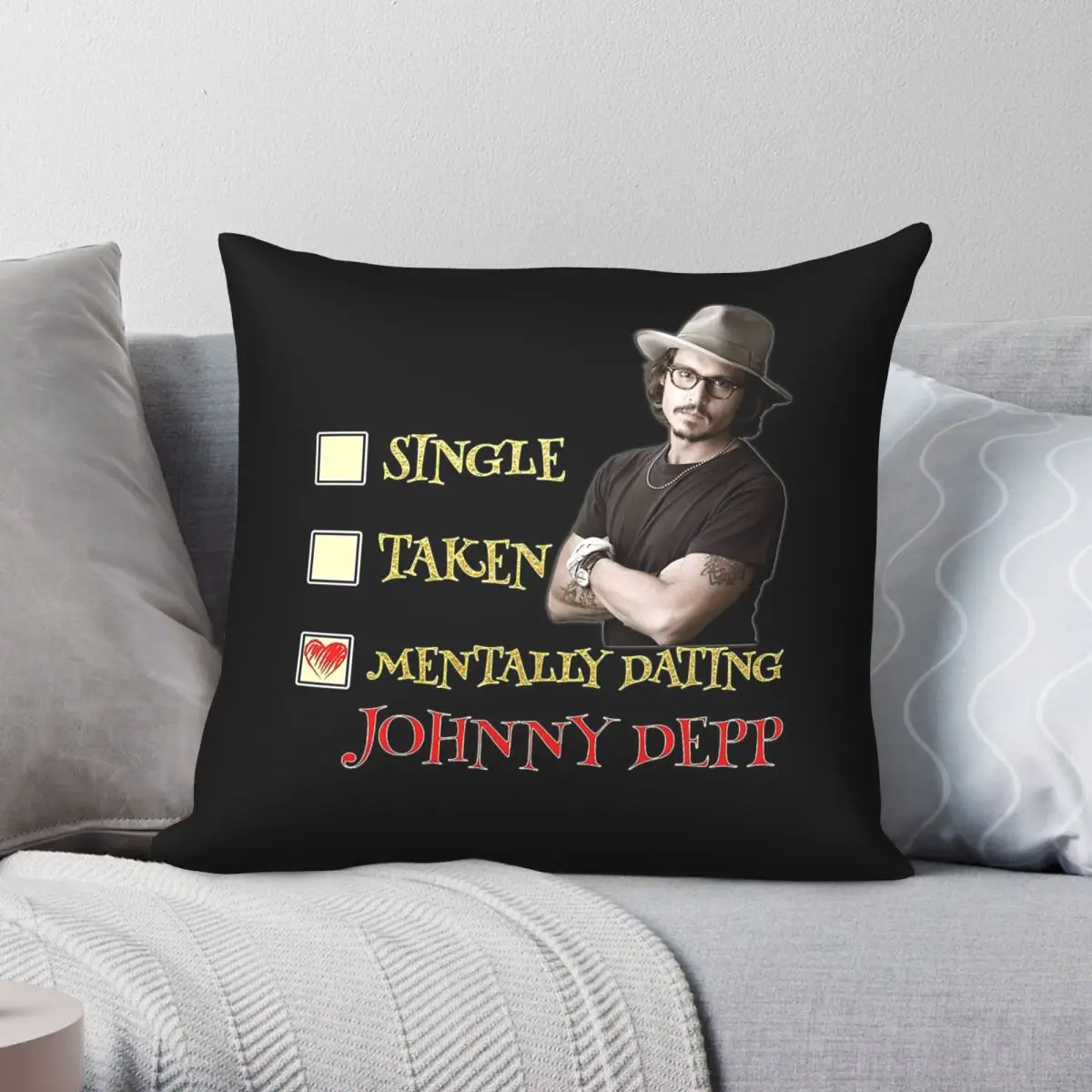 Johnny Depp Mentally Dating Square Pillowcase Polyester Linen Velvet Creative Zip Decorative Car Cushion Cover