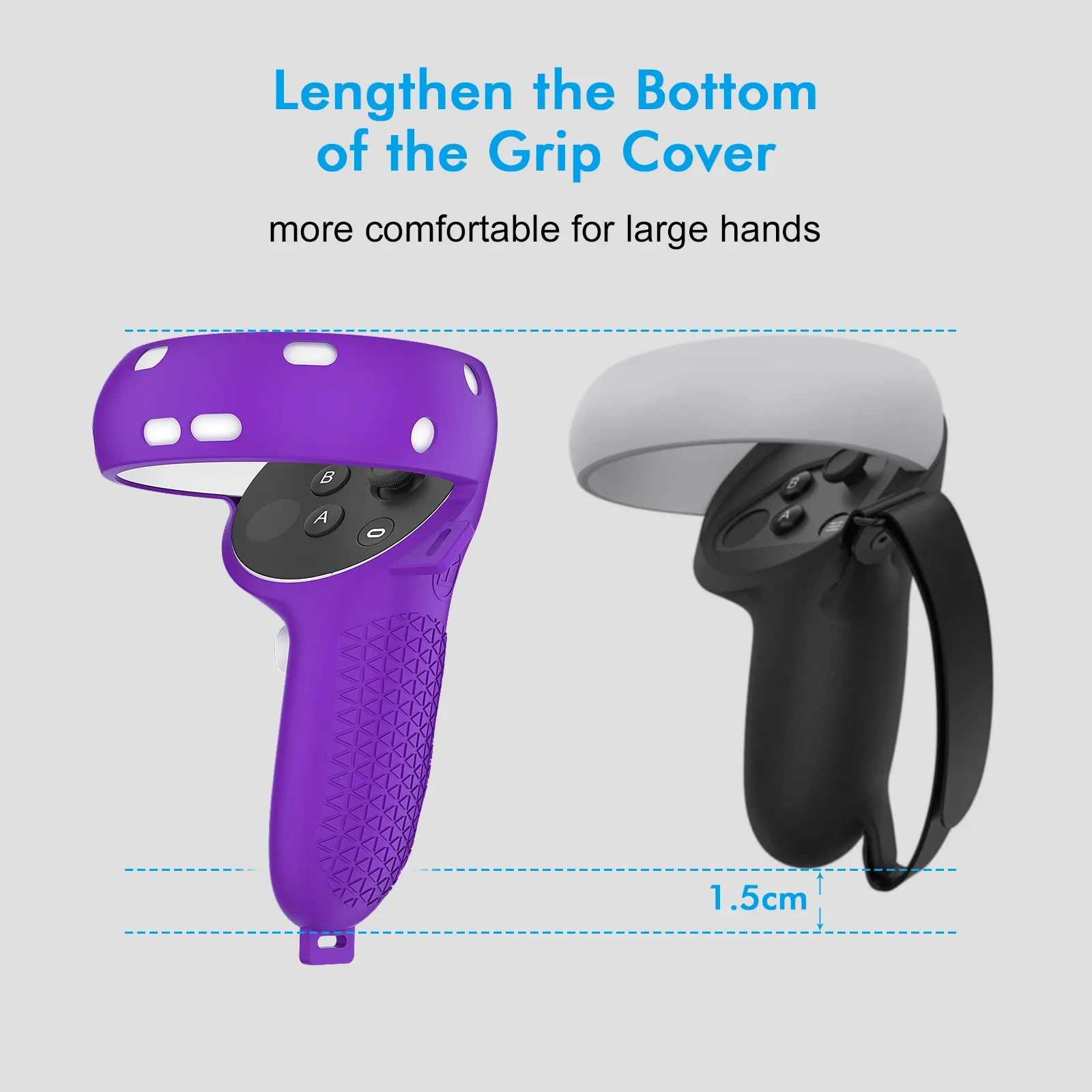For Oculus Quest 2 Grip Cover Touch Controller Grip Anti-Throw Strap Silicone Protective Cover Adjustable Strap Accessories 1Set