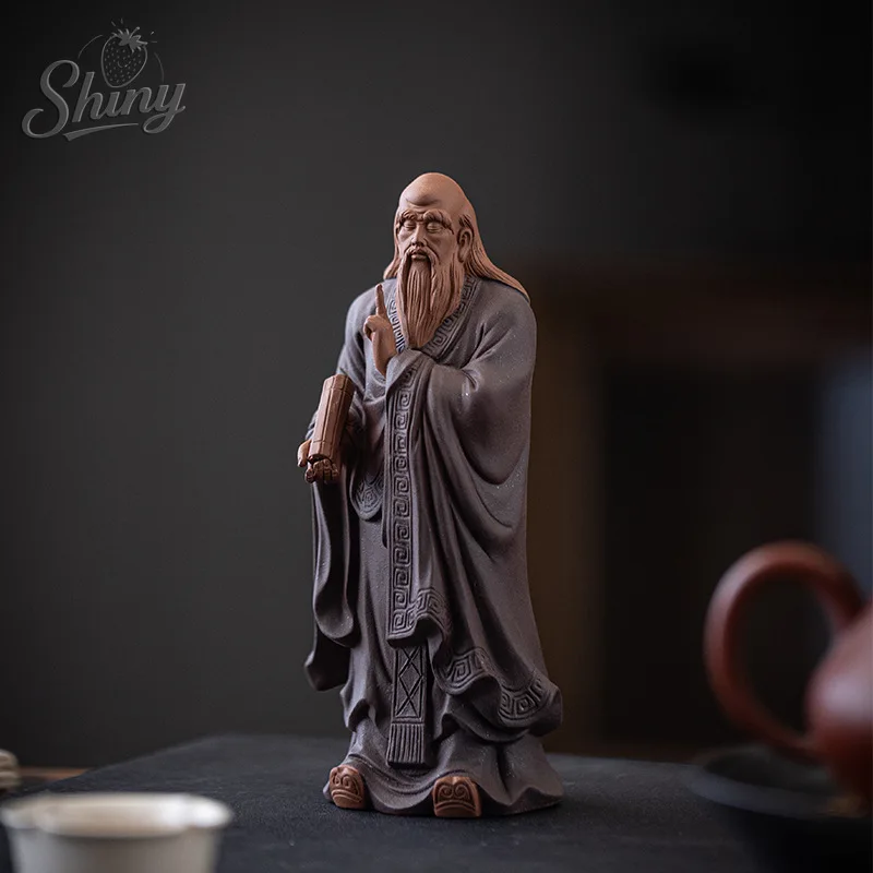 Chinese Ceramic Figure Lao Zi Statue The Great Thinkers of Ancient China Home Room Office Tea Set Decoration Memorial Statue