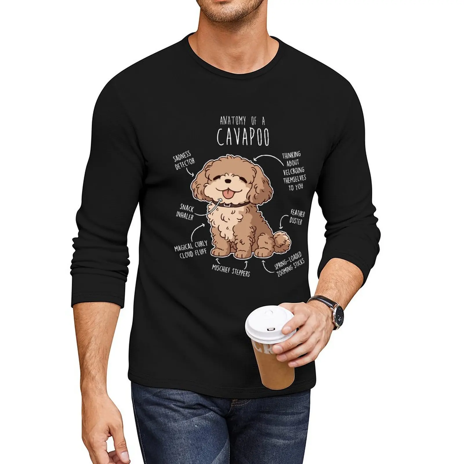 Cavapoo Dog Anatomy Long T-Shirt boys white t shirts funny t shirts for men