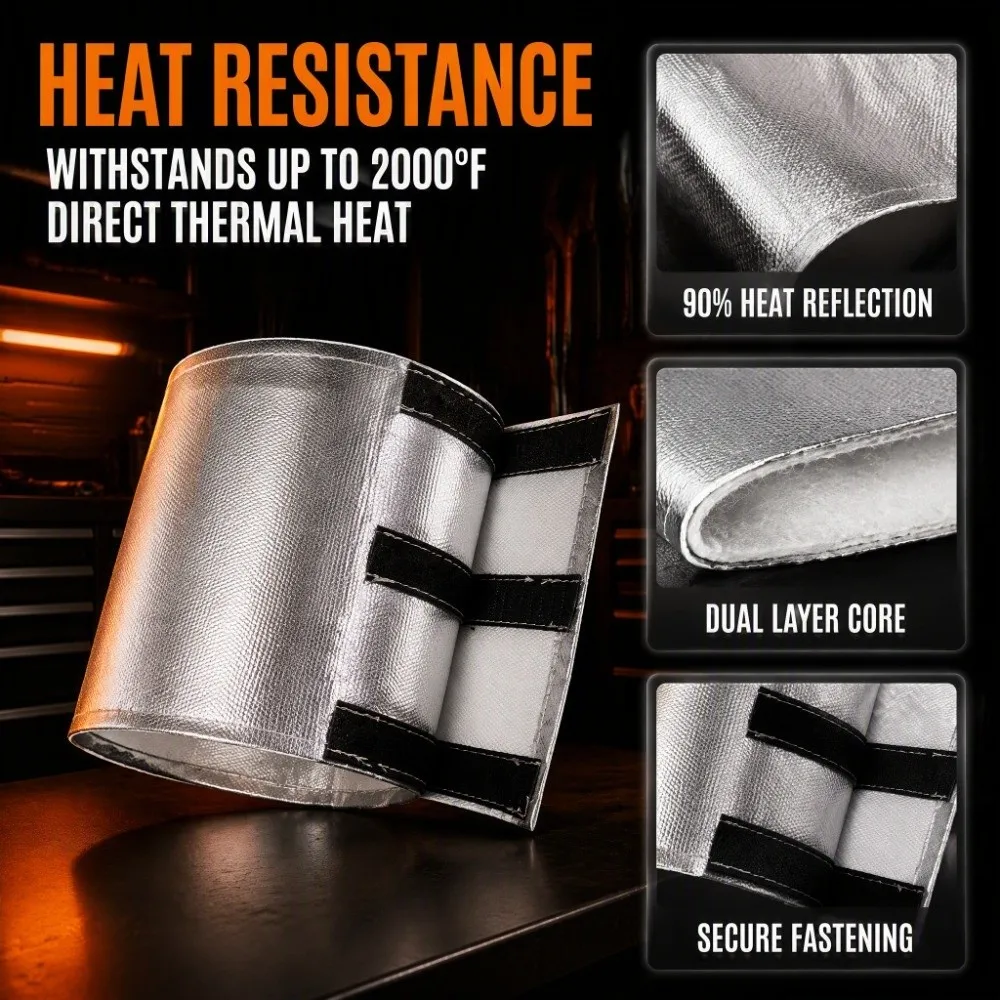 Aluminum Fiberglass Starter Heat Shield 7 X 24 Inch Reflective Radiant Heat Protection Wrap Heat Shielding Self Adhesive