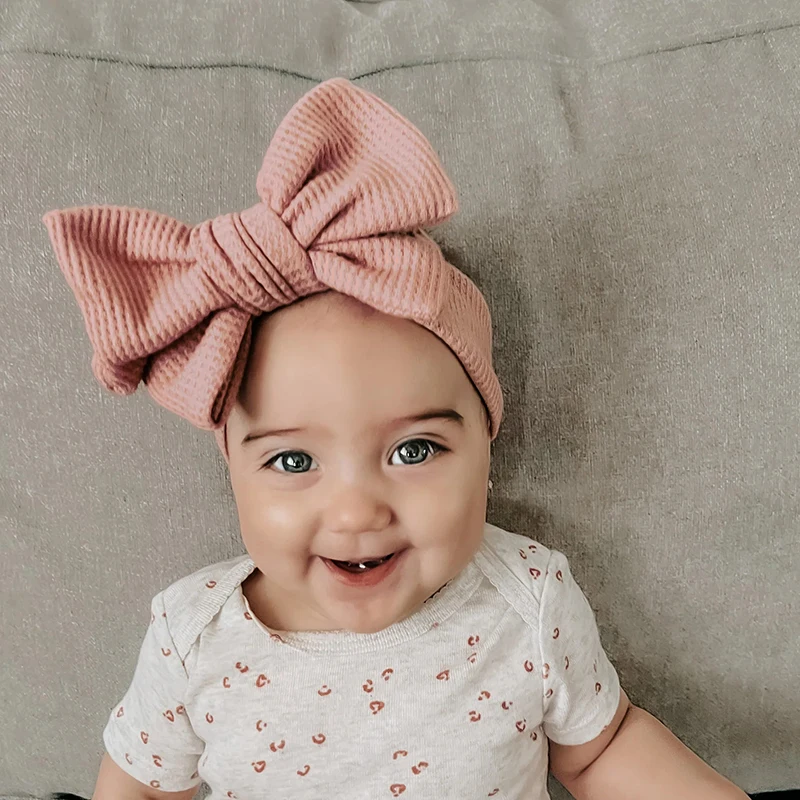 Baby Headband Newborn Baby Girl Hair Accessories Children\'s Headwear Knit Big Bow Double Layer Kids Hair Band Turban Headdress