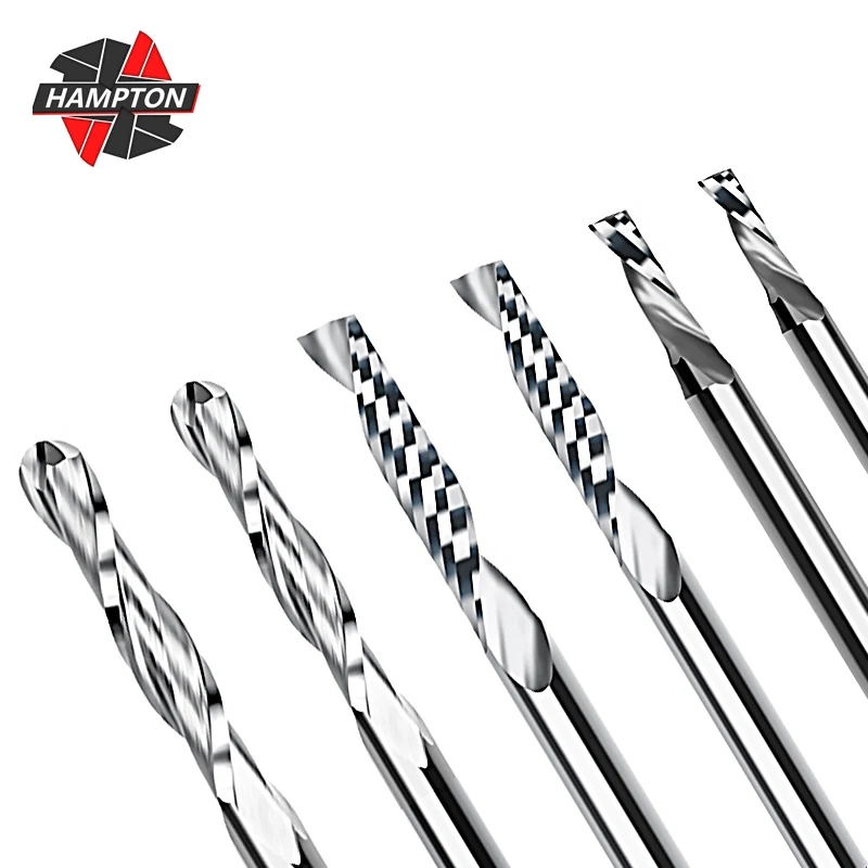 12pcs CNC Milling Cutter 1/8 Shank Ball Nose Mill Single Flute End Mill CNC Milling Tool Carbide Router Bit for Woodworking