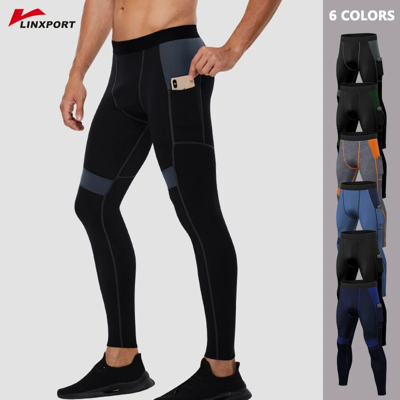 Męskie spodnie termiczne z kieszenią oddychające kalesony Fitness legginsy maraton spodnie dresowe męskie spodnie do biegania