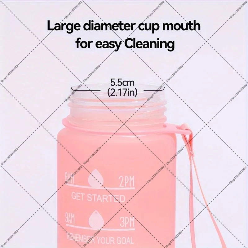 750ML One Piece Water Bottles with Straw Cartoon Anime Pattern Letter A-Z Print Gradient Color Sport Bottle Birthday Party Gifts