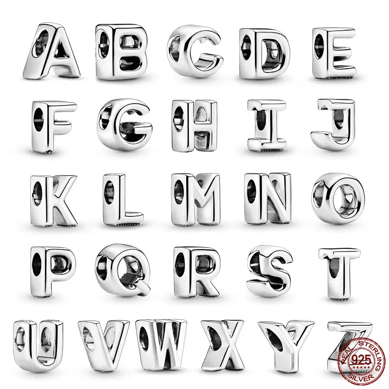 

Name Love Charm 925 Sterling Silver Pendant A to Z Letter Series Bead Fit Original Pandora Bracelet Necklace Women Jewelry Gift