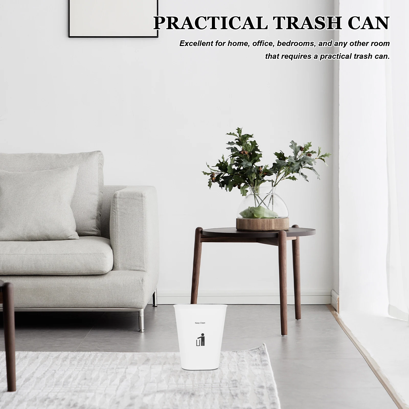 

1 set Rectangular Plastic Garbage Can Household Trash Bin For Bedroom Bathroom Office Odor Sealing Press Ring Leak Proof Home